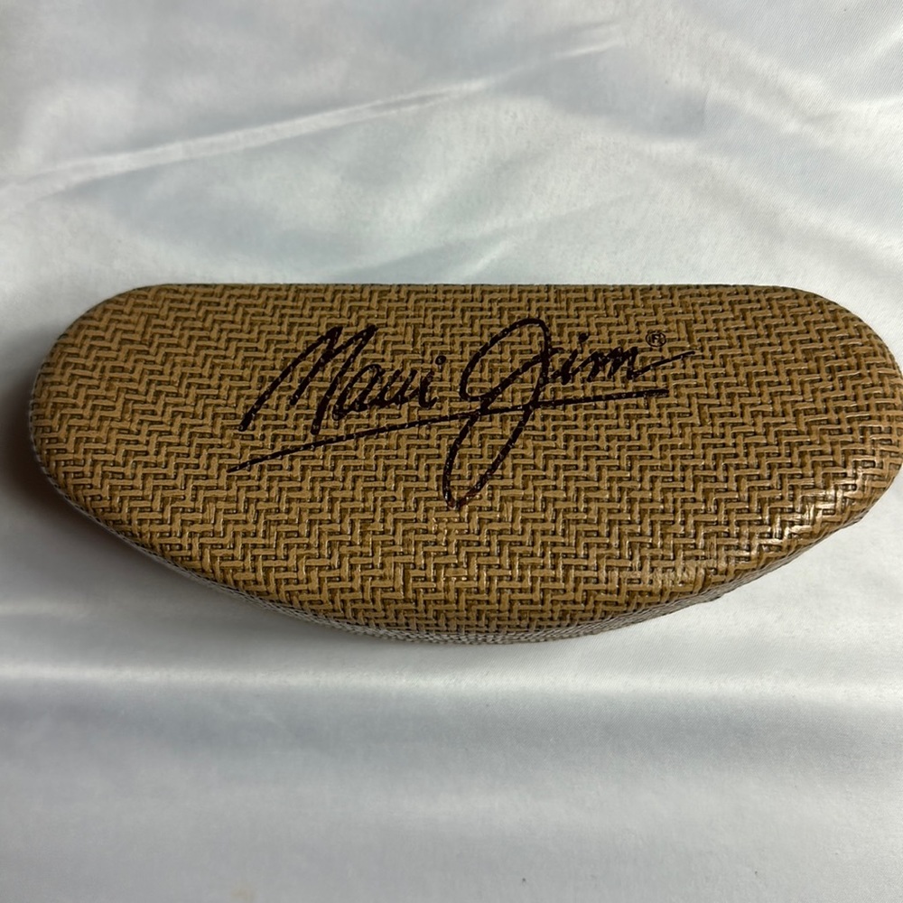 Maui Jim Sunglass/Eyeglass Case Hard Oversized Clamshell Holder Brown Weave Sun
